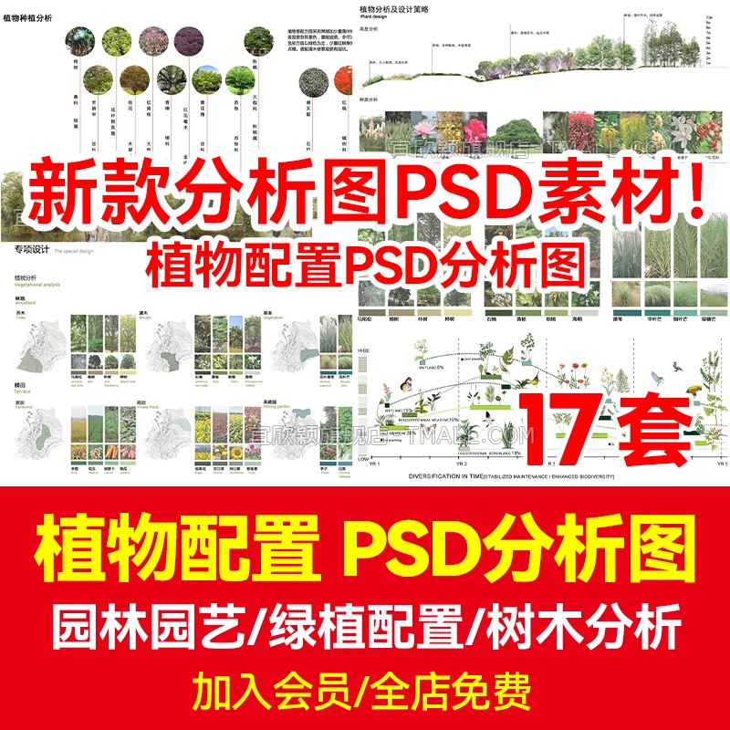 植物配置分析图PSD分层绿植种植被景观环艺搭配园林设计PS素材-1