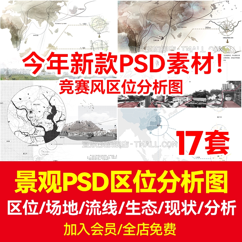 超新竞赛拼贴风PSD分析图合集 地理区位流线园林景观规划素材-1