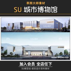 T732城市文化馆建筑方案中式展馆展厅博物馆规划设计SU模型-1