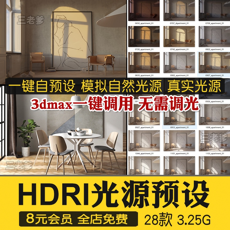 hdri贴图 hdri环境贴图 天空贴图 3dmax灯光渲染 3D模型光源预设-1