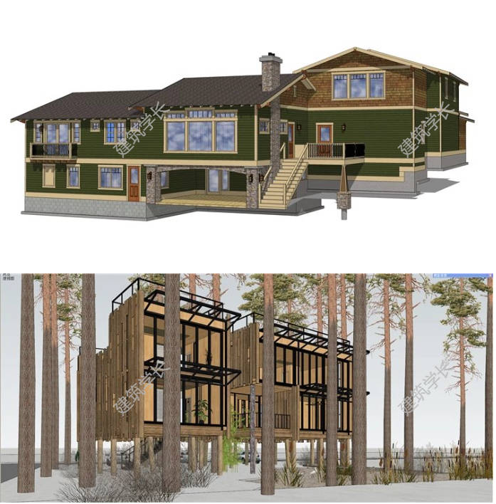 超全别墅小住宅设计资料合集SU模型CAD配套大师作品建筑参考案例-1