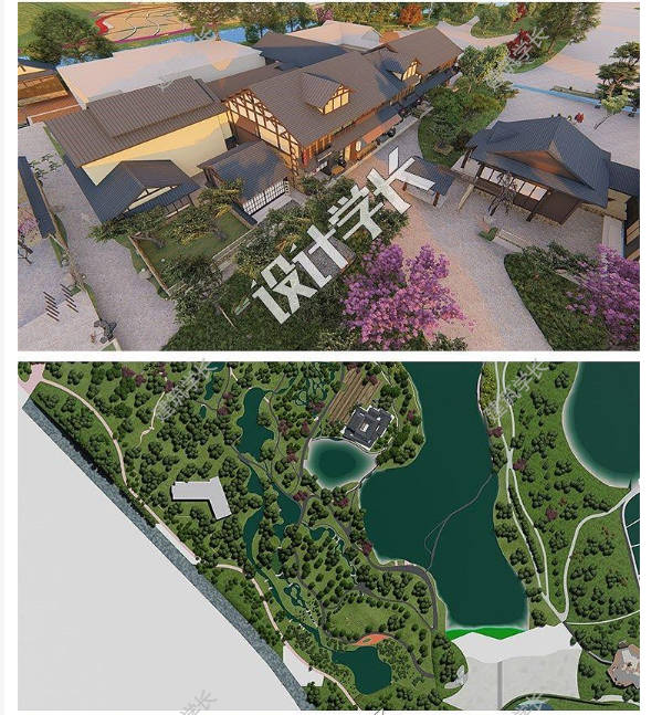 湿地公园改造景观园林设计CAD平面SU模型LUMION效果图PSD展板素材-1