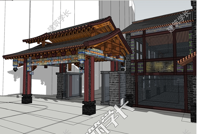 全新住宅商业大门出入口专题资料合集大礼包 SU模型 文本 CAD-1