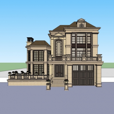JZ020欧式独栋别墅全套 SU模型/CAD图纸/效果图 别墅施工图-1